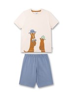 Jungen Shorty / Kurzer Schlafanzug ErdmÄNnchen,Weiß-Blau V. Sanetta Gr. 104