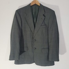 Mens VINTAGE ST MICHAEL Blazer Green Chest 38 Short Wool Blend Plaid Formal