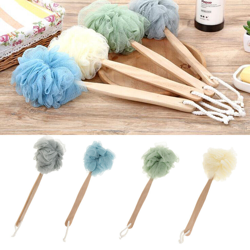 4 Stück Duschschwamm mit Stiel, Einseifen des Rücken mit Einseifhilfe DE