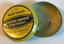 VINTAGE  WATKINS  MENTHOL CAMPHOR OINTMENT 5 OZ. SIZE GREEN TIN 