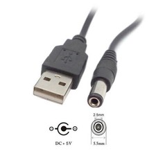 USB 2.0 A Type Male to 5.5 x 2.5mm DC 5V Power Plug Barrel Connector Cable
