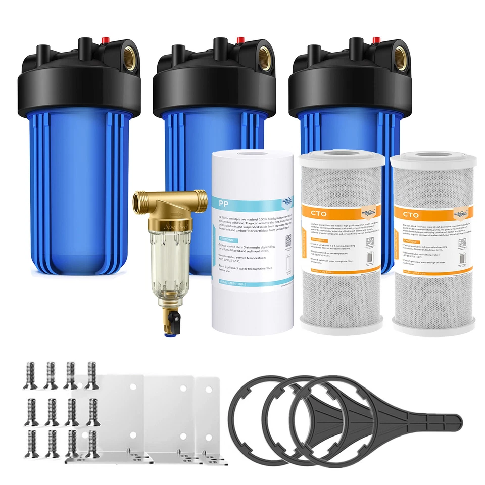 SIMPURE 10 Inch Big Blue 10" x 4.5" Whole House Water Filter Housing Filtration System