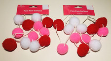 Valentines Day Garland POM-POM 8' Red Pink White Decoration 2 at 4' Felt Balls