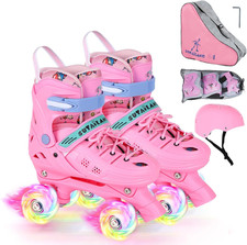 Roller Skates, Adjustable Roller Skates with Light up Wheels for Girls Boys Teen