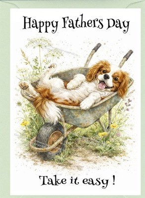 Cavalier King Charles Spaniel Hund Vatertagskarte (6'' x 4'') - innen leer.