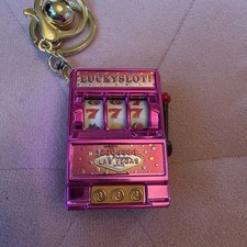 Lucky Slot Las Vegas Mechanical Slot Machine Keychain Pink Casino Collectible