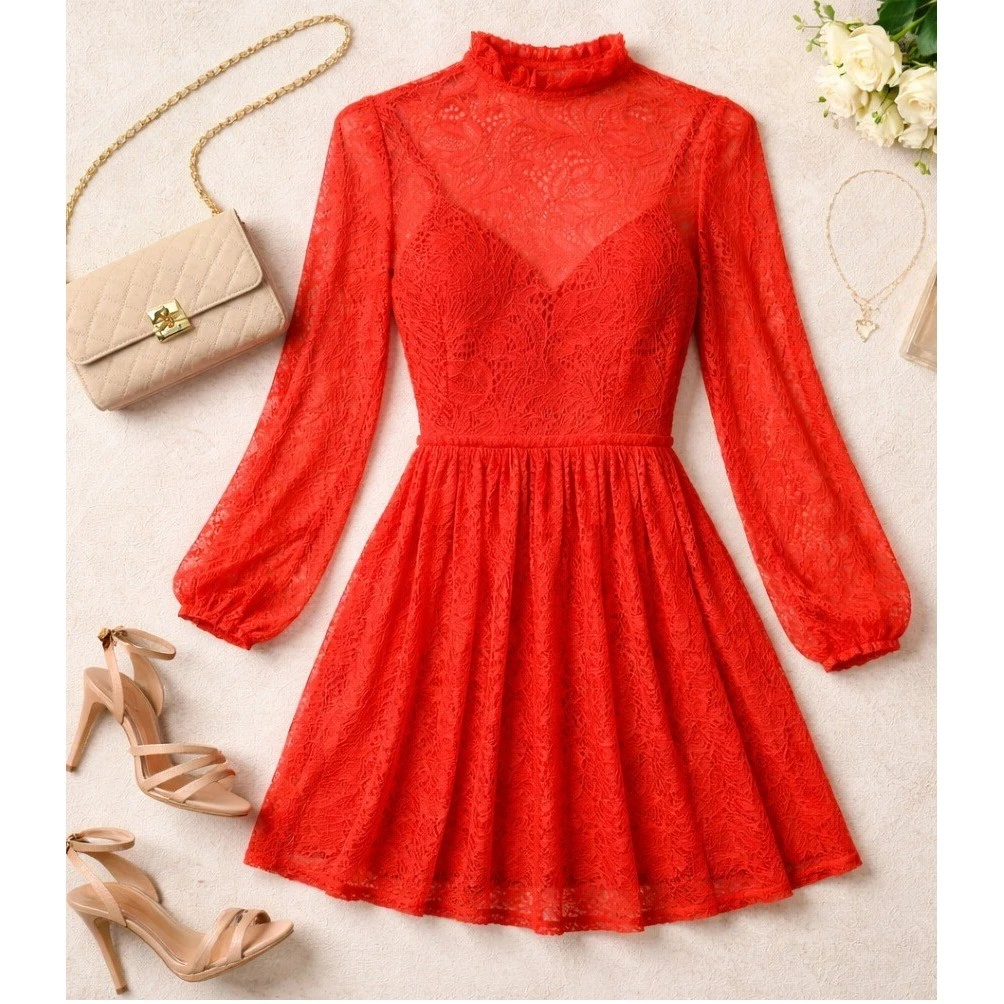 Lace Orange Fit & Flare Dresses for Women for sale | eBay