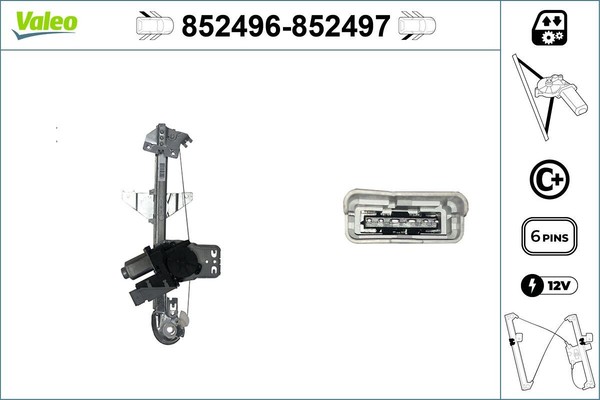 Valeo 852496 Fensterheber Hinten Links FüR Peugeot-image
