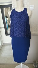 Bodyflirt Boutique Ladies Lace top Bodycon Blue Dress Size 14