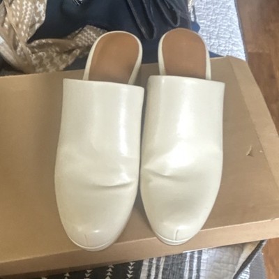 Vaneli Beige Leather Mule Slip-On Flats Round Toe Women Casual