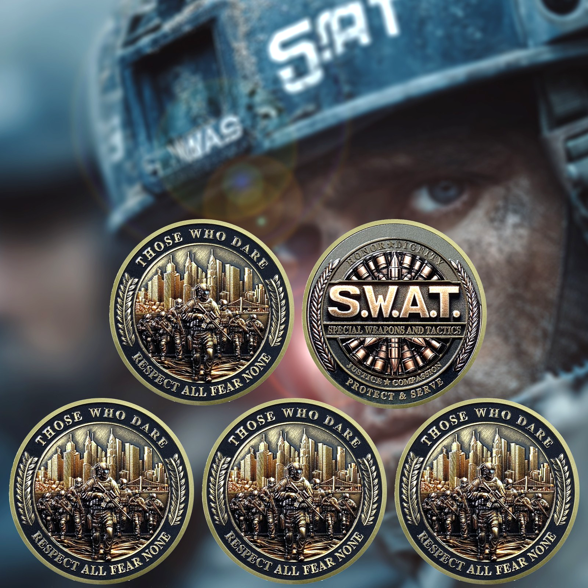 5pcs United States SWAT Challenge Coin Lot Counter-terrorism Force