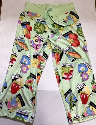 Nick & Nora SEED PACKETS Gardening Flowers Veggies Pajama Lounge Pants Womens S