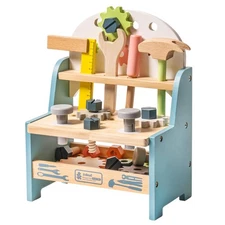 ROBUD Mini Wooden Play Tool Workbench Set for Kids Toddlers - Montessori Toys...