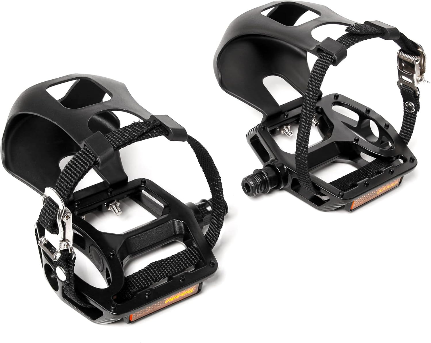 (New) Bike Pedals with Toe Cages Adjustable Strap-Bicycle Toe Clips Cage | 9/16" Bicyc (26.56 USD)