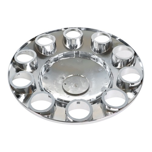 Set of 2 Chrome Front Axle Wheel Cover with Hub Cap 33mm Lug Nuts for Semi Truck - Picture 6 of 9