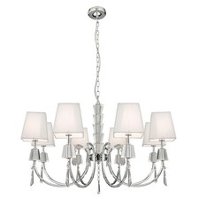 8 Lights Chrome Finish Ceiling Fitting Pendant Light with White String Shades