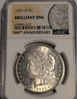 1921-D Morgan Silver Dollar NGC Brilliant Uncirculated gem