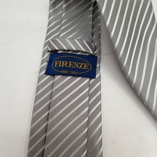 men's 100 silk necktie from Firenze Silver with white strips
