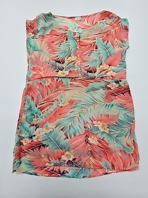 Marmash Womens Strapless Dress Coral Teal Floral XS