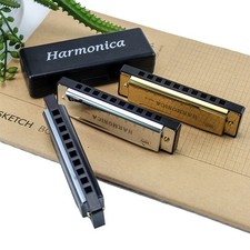 Harmonica Key of C 10-Hole Chromatic Harmonica with Case Beginner Music Instru