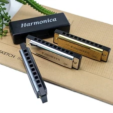 Harmonica Key of C 10-Hole Chromatic Harmonica with Case | Beginner Music Instru
