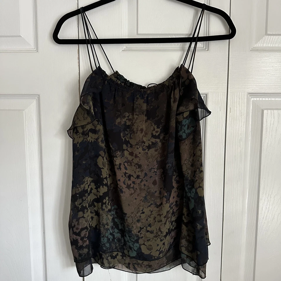Express Top Womens Large Sheer Chiffon Ruffle Sleeveless Tank Whimsigoth - Image 2 of 4