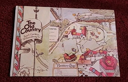 1976 The Old Country Busch Gardens Williamsburg Va. Souvenir Map Poster