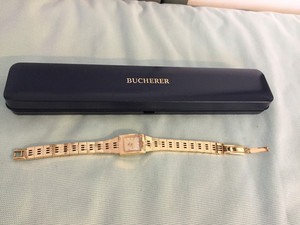 Montre-bracelet Bucherer Femme Or 18K - Mouvement Mécanique, Cadran 12h, Boîtier 17mm, Bracelet Cuir Noir