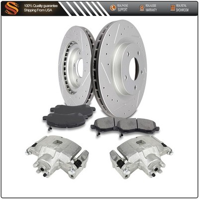 For Avenger Caliber Compass Patriot Front Brake Calipers Rotors Ceramic Pads Kit