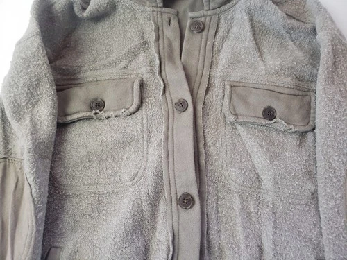 Black Tape Men's Jacket L Gray Solid Fleece Button-Front Stand-Up Pockets image 2