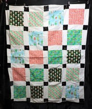Handmade Baby/Toddler Quilt Lap Pad Patched work w/ Yarn Ties