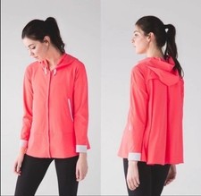 Lululemon Sun Showers Rain Jacket Grapefruit/White Size 8 Water Resistant Vented