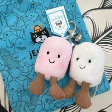 Jellycat Amuseables Pair of Marshmallows Bag Charm Keychain Plush Pink White NWT