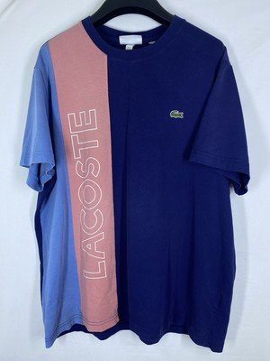 Lacoste Shirt Mens 2XL Size 7 FR Blue Colorblock Alligator Logo Short Sleeve USA