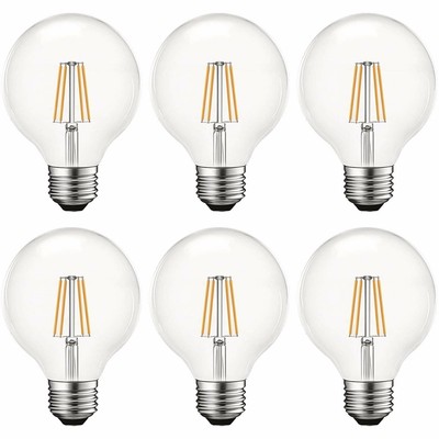 Luxrite G25 LED Edison Globe Bulb Dimmable 2700K 550lm E26 Base (6-Pack)