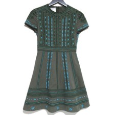 VALENTINO Short sleeve beaded embroidery dress size 36 160/76A khaki Women USED