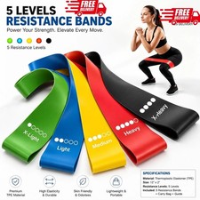 Resistance Bands Set of 5 Loop Exercise Bands for Yoga Fitness Workout Gym