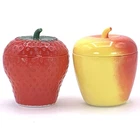 Vintage Hazel Atlas Jelly Jar Apple Strawberry Milk Glass Lot 2 Lidded Jam Jar