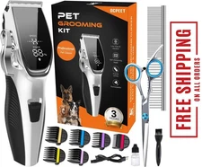 Professional PET CLIPPERS Dog Grooming Kit Heavy Duty Trimmer Thick Hair US