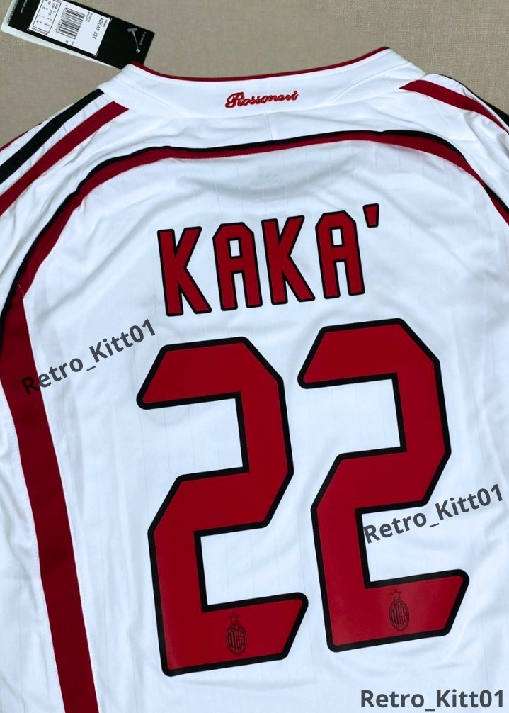 KAKA 22 AC Milan Jersey 2006/2007 Long Sleeve Retro White Shirt L