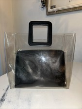 STAUD Shirley Clear Bag Black Leather Pouch T...