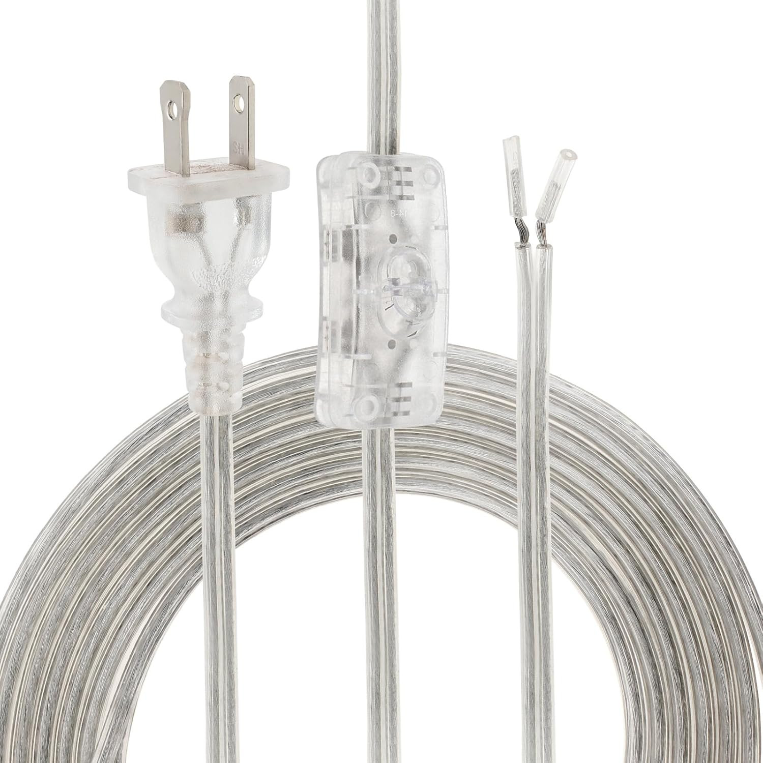 RTNLIT 16FT Lamp Cord with On/Off Button Switch and Polarized Plug, Stripped End