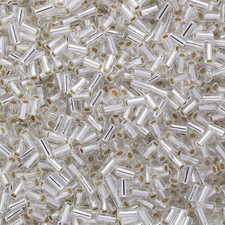 Bugle Tube Beads Size 1 / 2X3Mm Silver Line Crystal 8 Grams