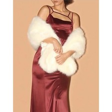 NEW Womens Ivory White Classic Faux Fur Capelet Shawl Soft Wedding Bridal Brides