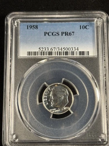 1958 Roosevelt Silver Proof Dime 10C PCGS PR67