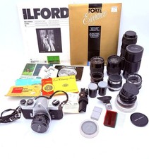 ASAHI PENTAX Spotmatic SP 35mm Camera LOT Yashinon Vivitar Lenses Case