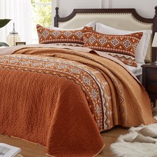 LEAONME 2 Pieces Twin Size Quilt Set Burnt 68''x86'' , Orange-dreams