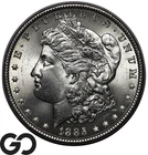 1885 Morgan Silver Dollar Coin, Nice Lustrous Solid Gem BU++, Blast White