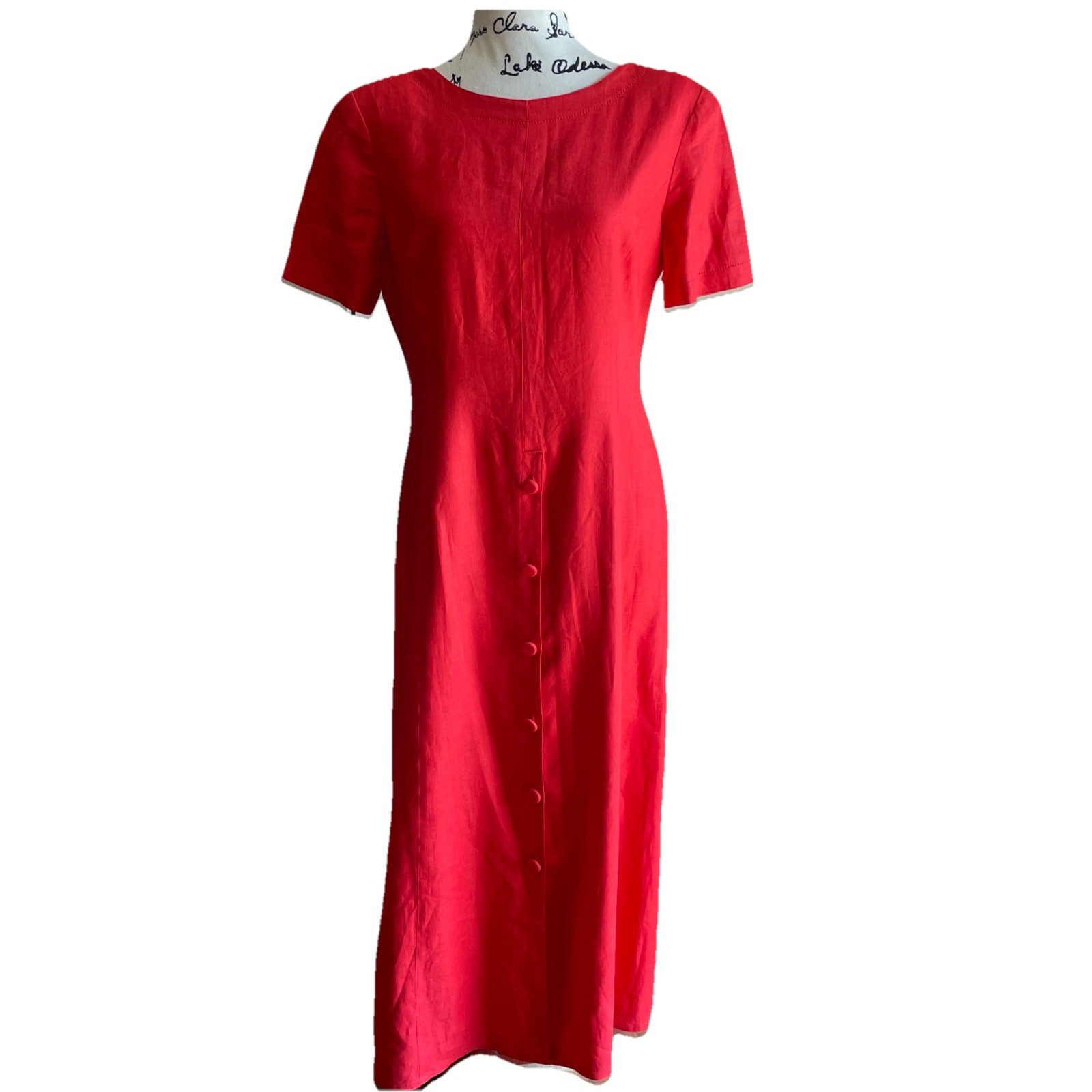 Gillian Women’s Vintage 100% Linen Red Maxi Dress Size 10 Lined