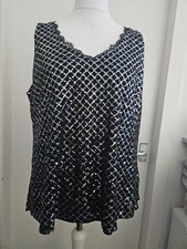 Roman Party Silver Diamond Lace Sequin Women Ladies Vest Top Size 18 NWT